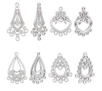Beebeecraft 8Pcs 4 Styles Chandelier Connector Charms 304 Stainless Steel Metal Filigree Antique Tibetan Silver Chandelier Earring Connectors for Jewelry Making Dangle Earrings Necklace DIY Crafts