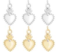 Beebeecraft 8Pcs Sacred Heart Charms, 18K Gold Plated Cubic Zirconia Heart Shaped Charm Set for Jewellery Making
