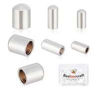 Beebeecraft 90Pcs 3 Size Leather Cord Ends 925 Sterling Silver Plated Column End Caps 1.2/2/3mm Cord Terminators End Caps for DIY Jewelry Making
