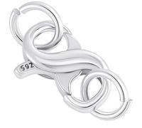 Beebeecraft 925 Sterling Silver Double Opening Lobster Claw Clasp with 2Pcs Jump Rings Lobster Clasps Connector Extension with Silver Polishing Cloth for Jewelry Making Necklace Bracelets DIY Craft