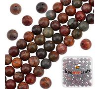 Beebeecraft 98Pcs 8mm Natural Picasso Jasper Beads Round Genuine Real Stone Beading Loose Gemstone for Bracelet Necklace Earrings Jewelry Making