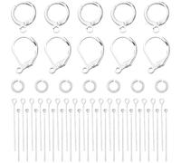 Beebeecraft Earring Making Kit Include 40Pcs 2 Style Round Leverback Earring Findings French Earring Hooks 100Pcs Jump Ring 40Pcs 2 Styles Ball Loop Eye Pins for Jewelry Making Women Earring Diy Craft