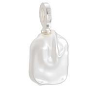 Beebeecraft Freshwater Pearl Charm Rhodium Plated 925 Sterling Silver White Teardrop Natural Pearl Pendant Charm for Jewelry Making Baroque Keshi Necklace Bracelet Diy Summer Gift