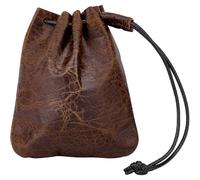 Beebeecraft Genuine Cowhide Leather Coin Pouch Drawstring, Leather Jewelry Storage Bag 4.7x3.9 Inch Waterproof Medieval-Style Coconut Brown Small Dice Dust Wallet Purse for Jewellery LARP Events
