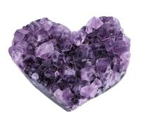 Beebeecraft Heart Raw Amethyst Crystal with Velvet Pouches Nature Purple Heart Shaped Healing Cluster Quartz Gem Stone Love Decoration Gift for Meditation Reiki Home