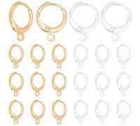 Beebeecraft Huggie Hoops for Jewellery Making, 40Pcs 2 Colors 18K Gold & 925 Sterling Silver Plated 11.5mm Round Leverback French Earring Hooks for Earrings DIY Craft Findings