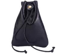Beebeecraft Leather Drawstring Pouches Black 11.7x9.5cm Drawstring Coin Pouches Money Bag Small Waterproof Vintage Coin Dust Wallet Jewelry Storage Purse with Wax Cord Strings for Men Women