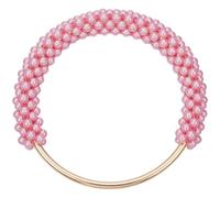 Beebeecraft Pearl Bag Handles Pink Round Beads Purse Handles Replacement Accessories with Iron Findings for Diy Handmade Woven Crocheted Beach Straw Handbags Making Supplies Decorations 12.35cm