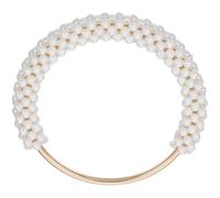 Beebeecraft Pearl Bag Handles White Round Beads Purse Handles Replacement Accessories with Iron Findings for Diy Handmade Woven Crocheted Beach Straw Handbags Making Supplies Decorations 12.35cm