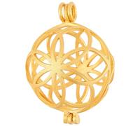 Beebeecraft Round Cage Charms Sterling Silver Golden Pearl Blank Bead Cage Ball Hollow Pendant Charms Setting for Jewellery DIY Art Craft