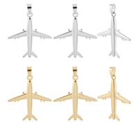 Beebeecraft12Pcs 2 Colors Airplane Charms 18K Gold & Platinum Plated Brass Plane Aircraft Airliner Charm for Jewelry Making DIY Crafts Pendant Necklace Keychain