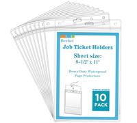 Beebel 10 Pack Job Ticket Holders 8 1/2" x 11" Waterproof Zip Page Protectors Heavy Duty Dry Erase Document Storage Shop Ticket Holders (Clear-Vertical)