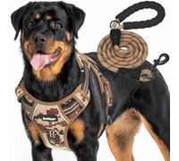 Beebiepet Heavy Duty Tactical Dog Harness for Large Dogs, Desert Camo - No Pull, Adjustable, Reflective, Service Training, Easy Control, Molle System, Anti-lost ID Tag, Bonus Dog Leash
