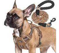 Beebiepet Heavy Duty Tactical Dog Harness for Medium Dogs, Brown, Molle System, Anti-lost ID Tag, Bonus Dog Leash