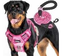 Beebiepet Heavy Duty Tactical Dog Harness for Small Dogs, No Pull Adjustable Pet Harness Reflective Service Training Easy Control Pet Vest Military K9 Working Dog Harnesses- Large, Pink Camo