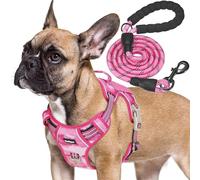 Beebiepet Heavy Duty Tactical Dog Harness for Small Dogs, Pink Camo, No Pull, Reflective, Molle System, Anti-lost ID Tag, Bonus Leash