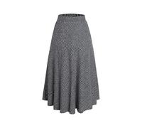 Beeblily Women's Vintage High Waist Plaid Wool Skirt A-line Elegant Long Skirt Fall/Winter Midi Skirt Black 3XL