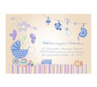 Beebooh Baby boy blue pram and flowers scripture dedication card