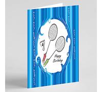 Beebooh cards badminton racquets and shuttlecock birthday card