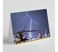 Beebooh cards military helicopters on the ground with lightning birthday card