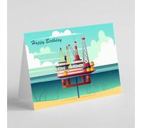 Beebooh cards Oil rig in the ocean birthday card