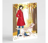Beebooh cards Sophisticated lady walking dog birthday card