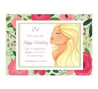 Beebooh Glamorous female 21st birthday card with text