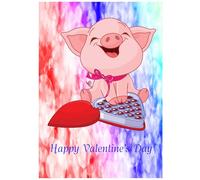 Beebooh Happy piglet with chocolate box Valentine card