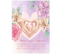 Beebooh Heart shaped hands around baby's feet watercolour style scripture girls dedication card