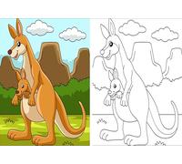 Beebooh Kangaroo and baby colouring birthday card