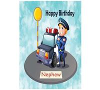 Beebooh Police officer standing next to police car Nephew birthday card