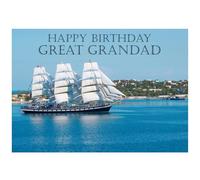 Beebooh Sailing ship near coastline Great Grandad birthday card