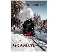 Beebooh Steam train travelling in snow Grandad birthday card