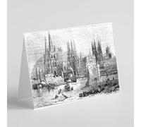 Beebooh Vintage black and white drawing of La Sagrada Familia Barcelona birthday card