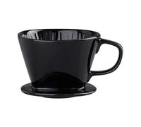 BeeCa Pour Over Coffee Maker, Balck Ceramic Slow Drip Brewer with 3 Holes Flat Bottom, Size 02 Easy Manual Slow Brewing, Porcelain Slow Filter Cone for Home & Office & Cafe