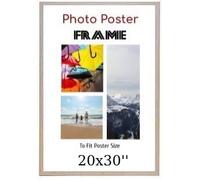 Beech 20 x 30 Inch Poster Frames - Large MDF Wooden Frames 20x30 Inch - Both Ways Wall Hanging Wall Gallery Living Room Photo Picture Frame With Styrene Shatterproof Perspex Sheet