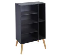 Urbn-Living Urbnliving Height 84Cm 6 Section Wooden Black Bookcase With Beech Leg