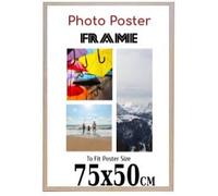 Beech 75x 50 cm Poster Frames - 75 x 50 cm Frame- Large MDF Wooden Frames 75x50cm - Both Ways Wall Hanging Wall Gallery Living Room Poster Picture Frame With Styrene Shatterproof Perspex Sheets