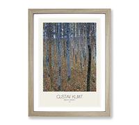 Beech Grove Forest With Border By Gustav Klimt Classic Painting Framed Print | A4 Oak Framed Wall Art | Ready to Hang | Classic Landscape Picture | Living Room Bedroom Lounge Office