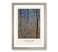Beech Grove Forest with Border by Gustav Klimt Framed Print | A2 Oak Framed Wall Art | Ready to Hang | Modern Landscape Picture | Living Room Bedroom Lounge Office