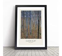 Beech Grove Forest With Border By Gustav Klimt Framed Wall Art Picture Print - Canvas Painting - Modern Home Décor Poster - Ready to Hang for Living Room Bedroom Kitchen - Black A3 (36 x 48 cm)