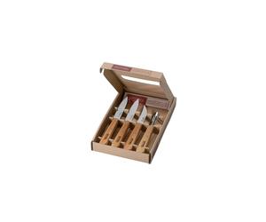 (beech) OPINEL Les Essentials 4 piece kitchen knife and peeler gift set - Wood handles