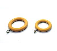 Beech Plastic Curtain Rings wood effect with Golden Eyelets and White Hooks 30mm Inner Diameter x 8mm Thick Pack of 10 (30mm inner D)