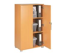 Beech Storage Cabinet 120cm 2 Door Lockable 3 Shelf