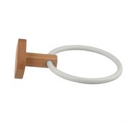 Beech White, Wall-Mounted Bathroom Towel Holder with Wooden Base Plate and Matte Black Aluminum Frame-Modern Square Design for Quick Drying, Scratch- Edges, Fits Bathrooms, Kitchens & Bedrooms