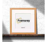(Beech With White Mount, 20x20CM Pic (25x25CM Frame)) Square Size Beech Picture Frame Photo Frames With Multicolored Mount Flat Wooden Poster Frames
