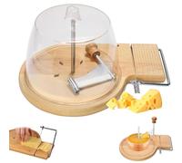 Beech Wood Cheese Curler, Rotary Cheese Grater with Stainless Steel Wheel, Wooden Hard & Soft Cheese Shaver with Adjustable Thickness, for Tete de Moine, Girolle, Chocolate Shaving Machine with lid