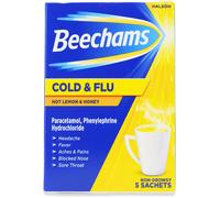 Beechams Cold & Flu Hot Lemon & Honey Sachets 5 Pack