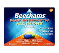 Beechams Max Strength All in One Capsules, Cold & Flu Relief medicine for adults, with Paracetamol, 16s