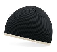 Beechfield 2 tone beanie knitted hat in Black / stone